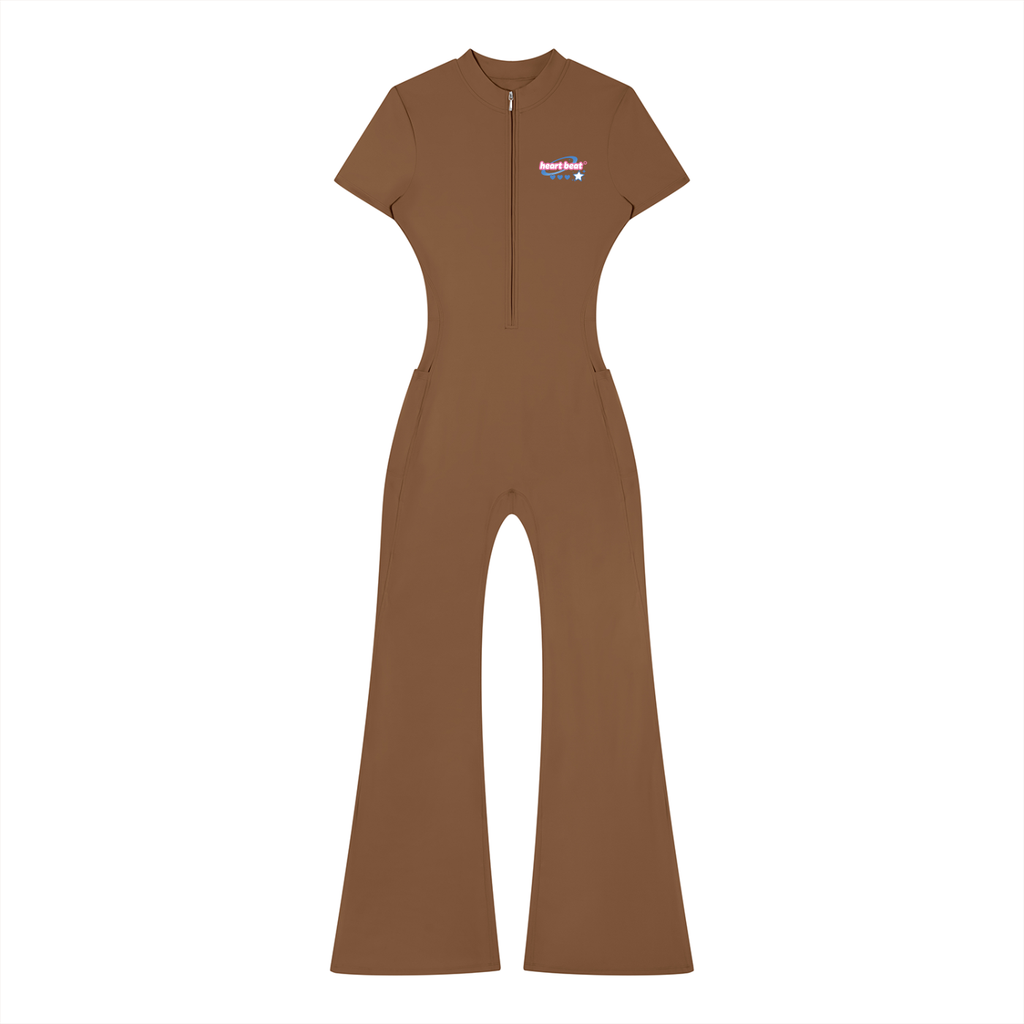 Women’s Tight Flared Leg Quarter-Zip Jumpsuit